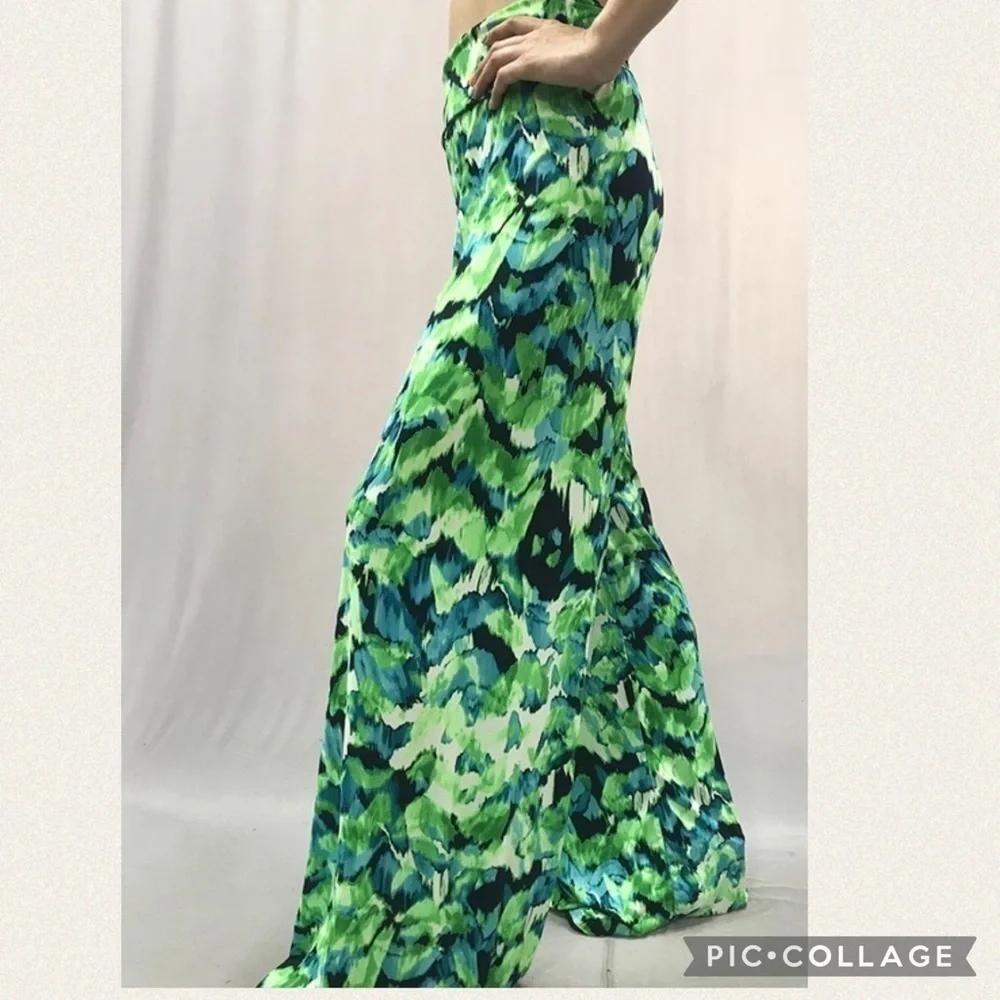 Lime, Blue, & White Palazzo Pants - Picture 1 of 4